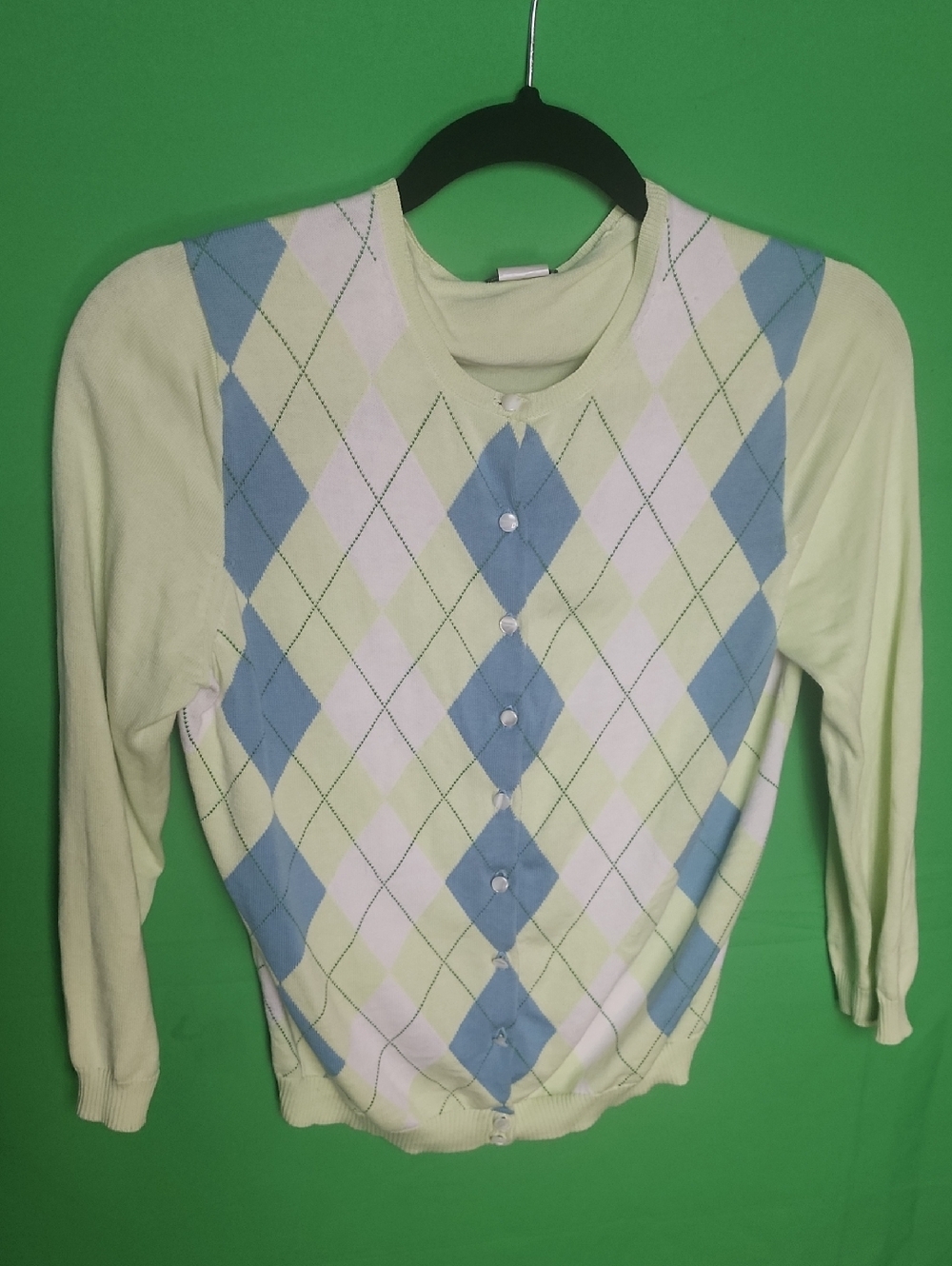 J. Crew Pastel Argyle Button-Down Cardigan Sweater Medium